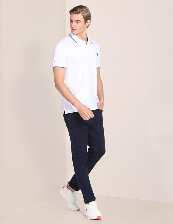 U.S. Polo ASSN. Striped Slim Fit Polo T Shirts for Men - 100% Cotton, Half Sleeves Mens Tshirt - Image 5