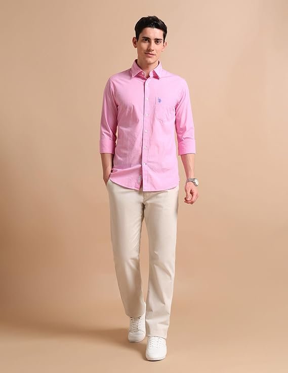 U.S. Polo ASSN. Solid Regular Fit Shirts for Men - 100% Cotton, Full Sleeve Mens Casual Shirts - Image 4