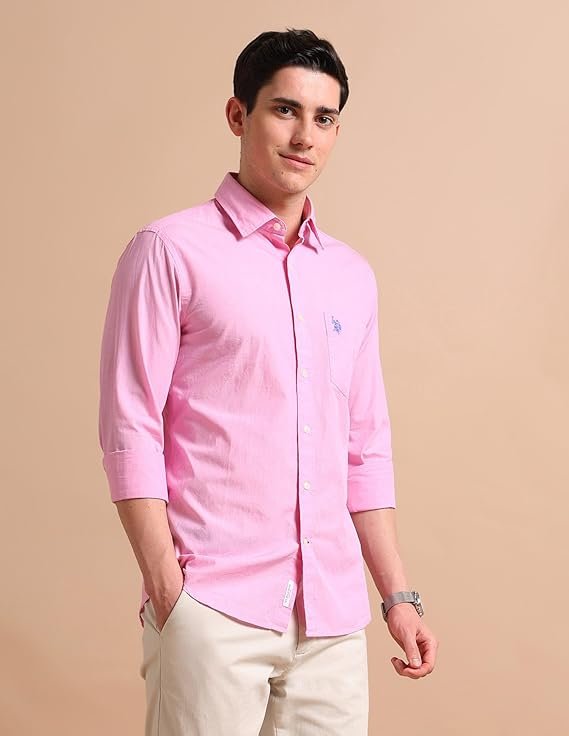 U.S. Polo ASSN. Solid Regular Fit Shirts for Men - 100% Cotton, Full Sleeve Mens Casual Shirts - Image 5