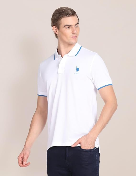 U.S. Polo ASSN. Striped Slim Fit Polo T Shirts for Men - 100% Cotton, Half Sleeves Mens Tshirt - Image 4