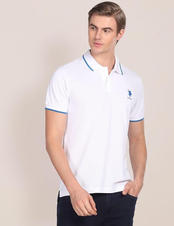U.S. Polo ASSN. Striped Slim Fit Polo T Shirts for Men - 100% Cotton, Half Sleeves Mens Tshirt - Image 3