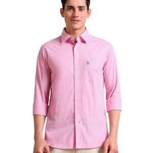 U.S. Polo ASSN. Solid Regular Fit Shirts for Men - 100% Cotton, Full Sleeve Mens Casual Shirts